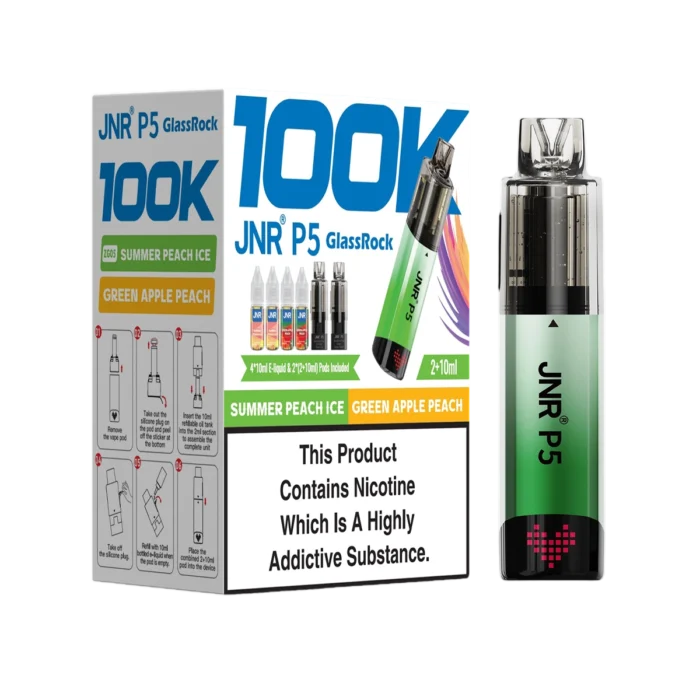 Summer Peach Ice-Green Apple Peach-JNR P5 GlassRock 100K Vape Kit