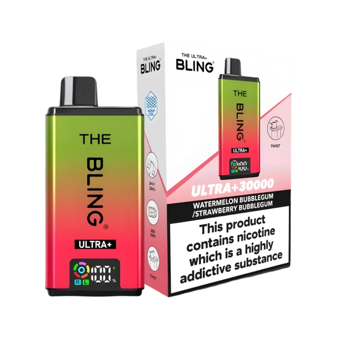 Watermelon Bubblegum-Strawberry Bubblehum-THE BLING ULTRA PLUS 30K PREFILLED VAPE KIT