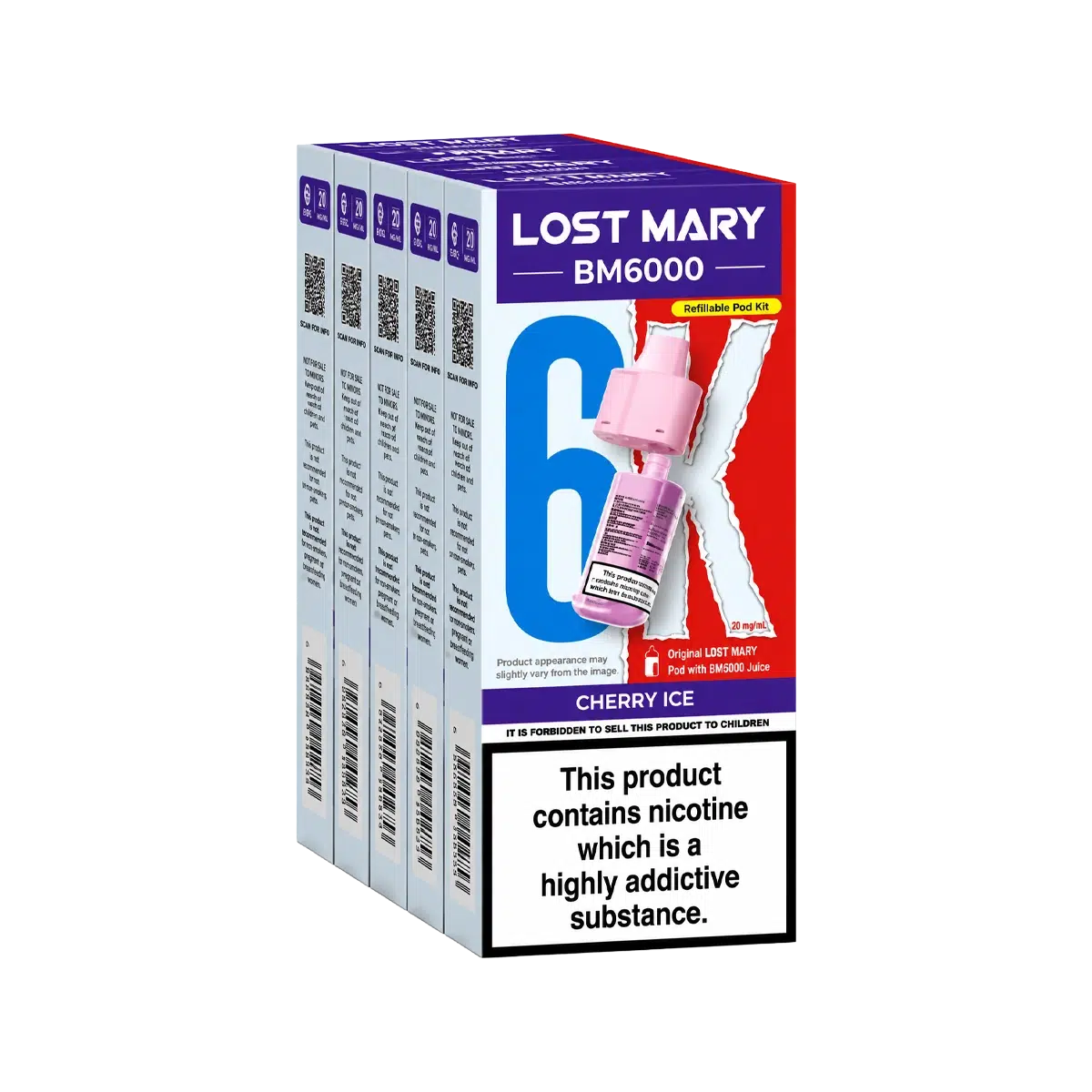 lost mary bm6000 box of 5 Lost Mary BM6000 Prefilled Vape Pack of 5
