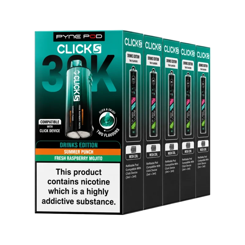 Pyne Pod Click S 30K Prefilled Pod & Refill Container Box of 5
