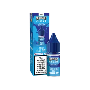 Sour Blue Dust Nic Salt E-Liquid by Seriously Clear box and 10ml bottle