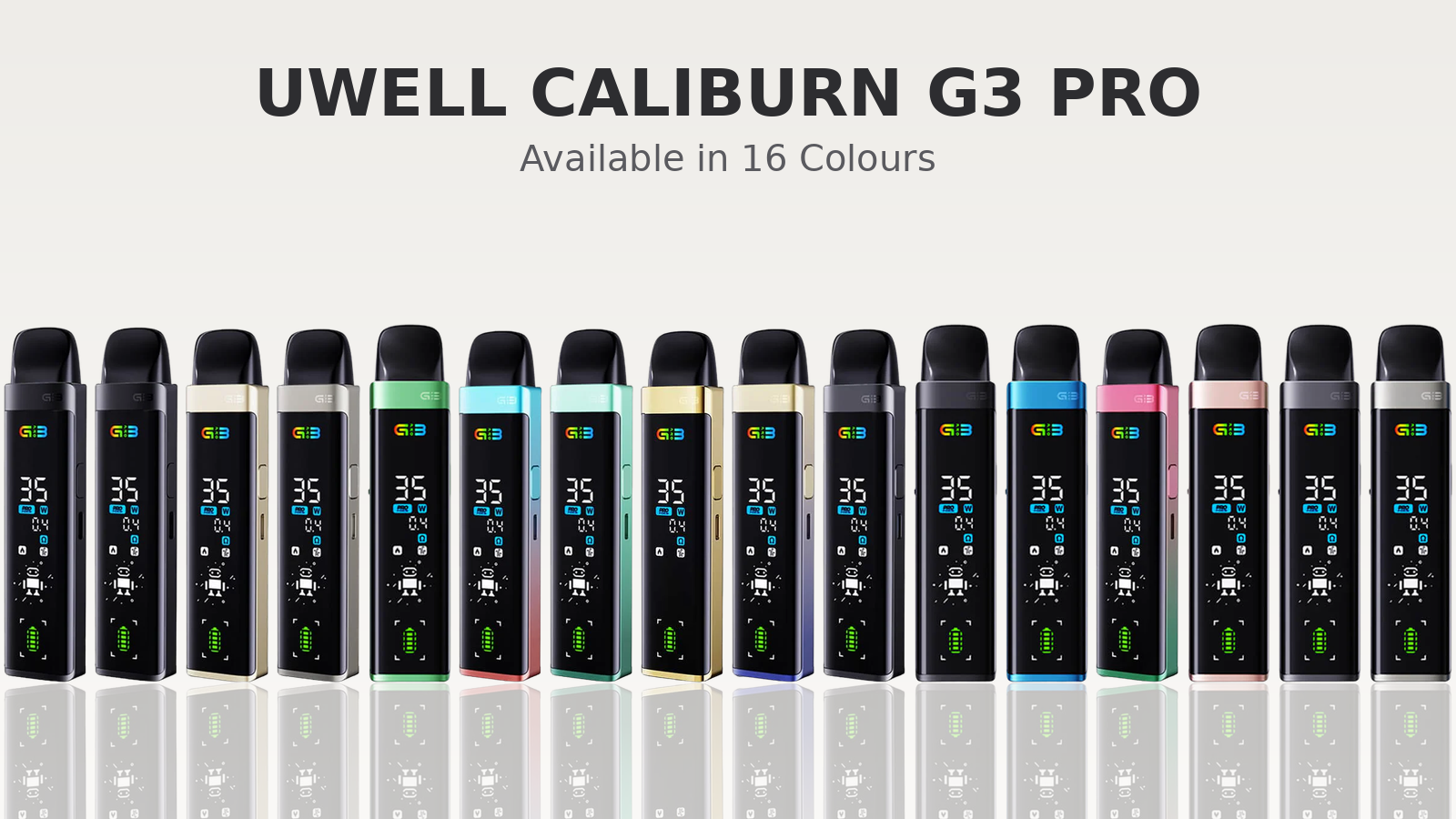 Uwell Caliburn G3 Pro Pod Kit available in sixteen colours