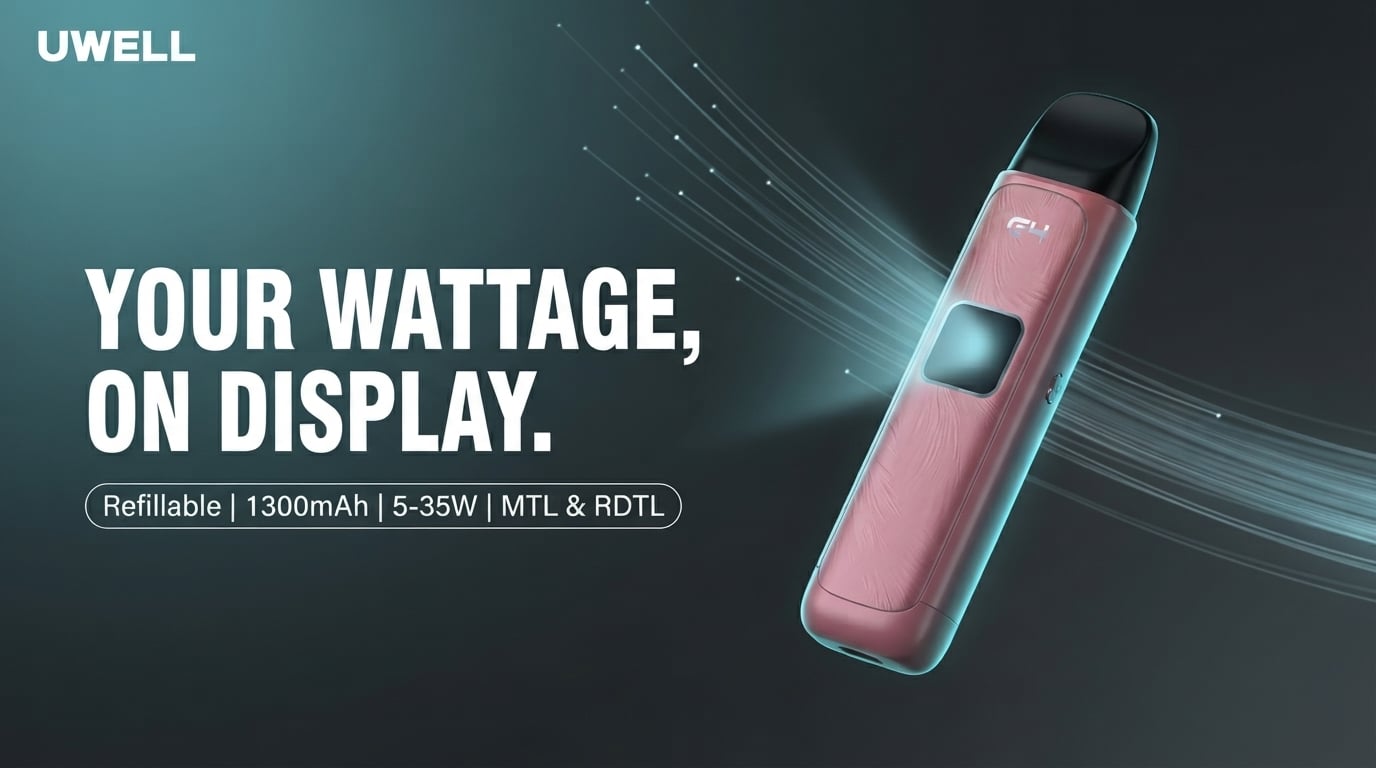 Uwell Caliburn G4 refillable pod kit with OLED wattage display