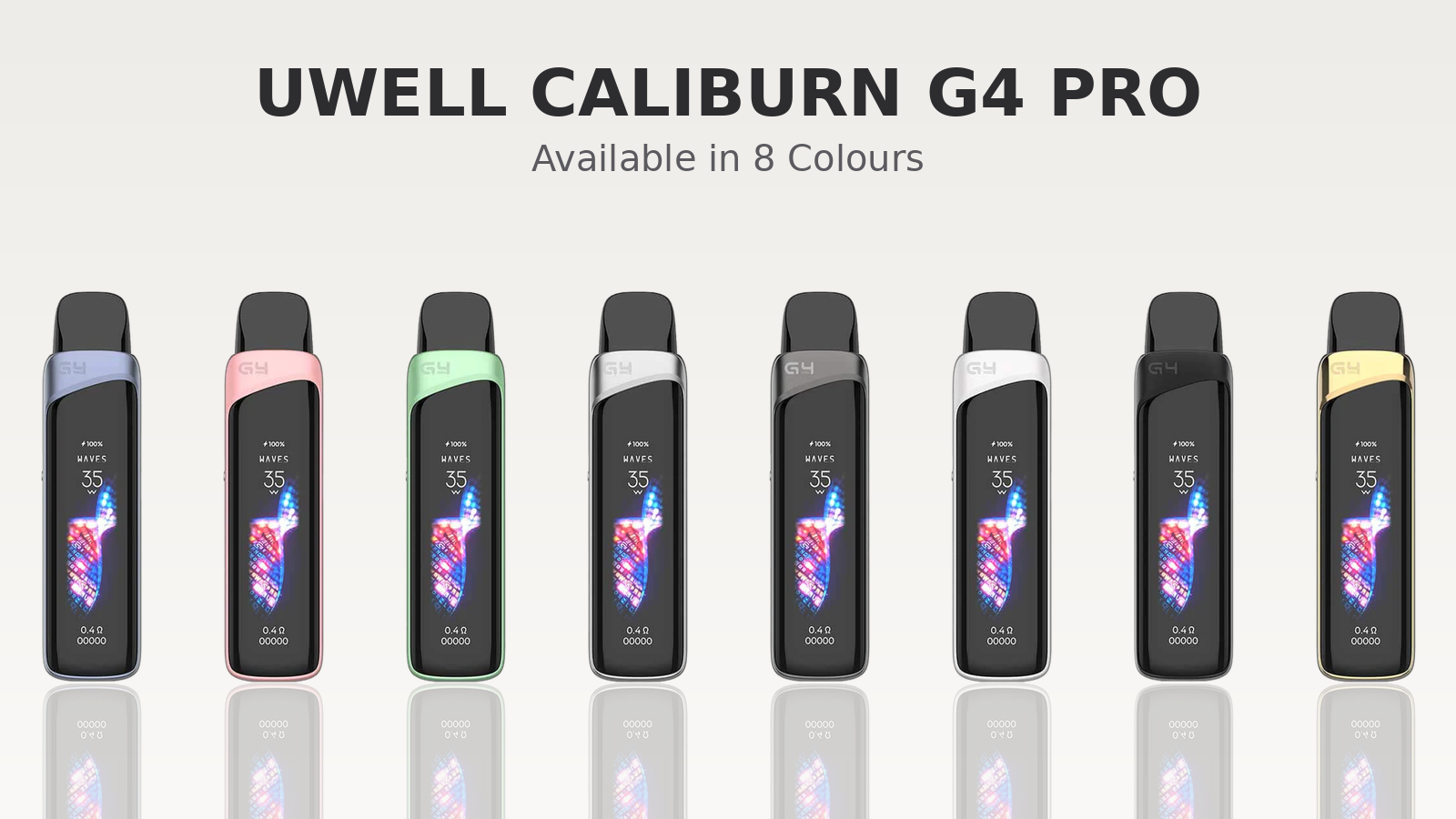 Uwell Caliburn G4 Pro Pod Kit available in eight colours