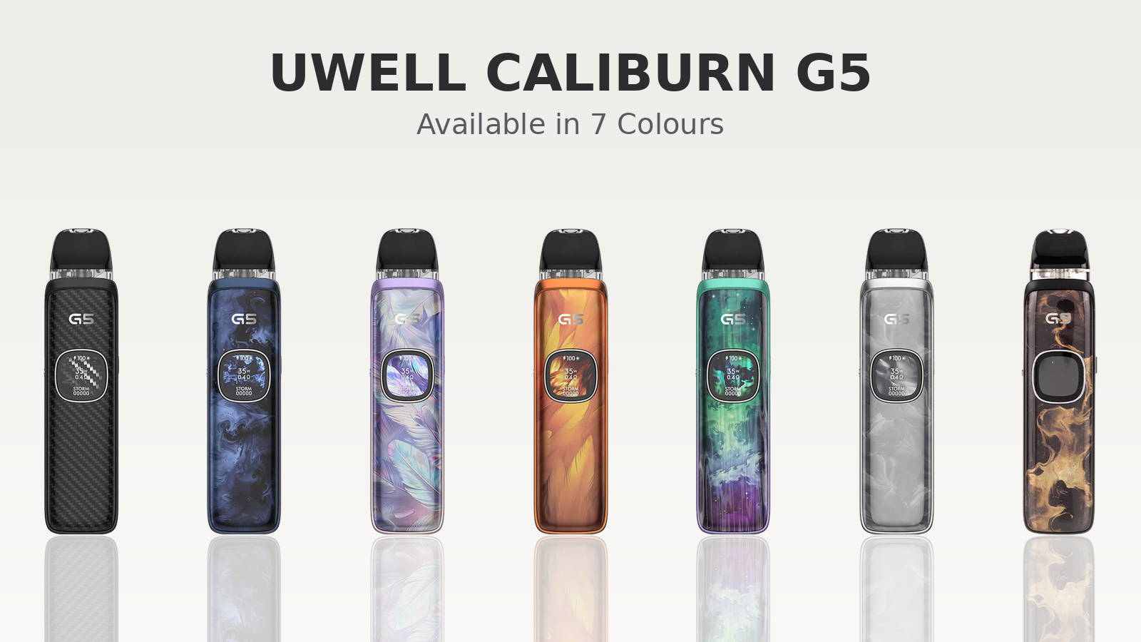 Uwell Caliburn G5 Pod Kit available in seven colours