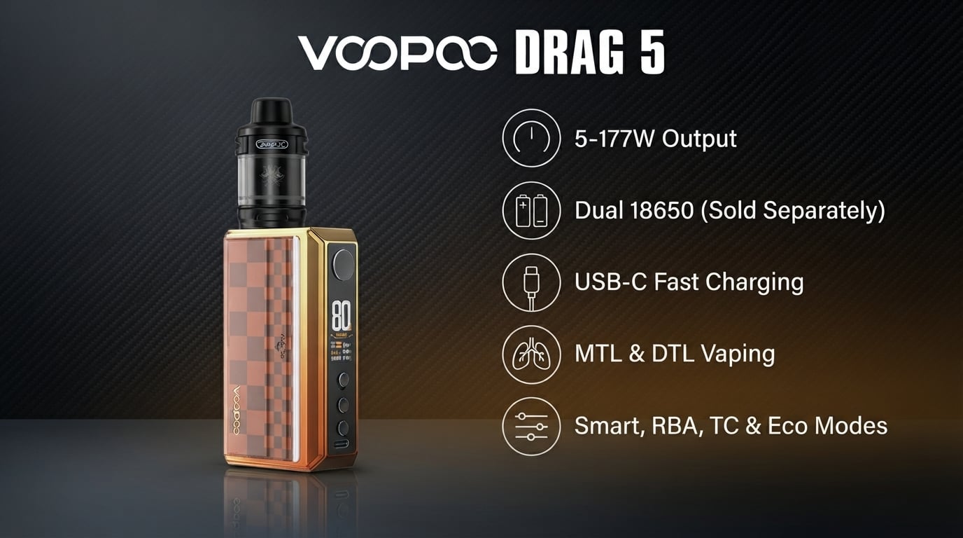 Voopoo Drag 5 Vape Kit Feature Showcase
