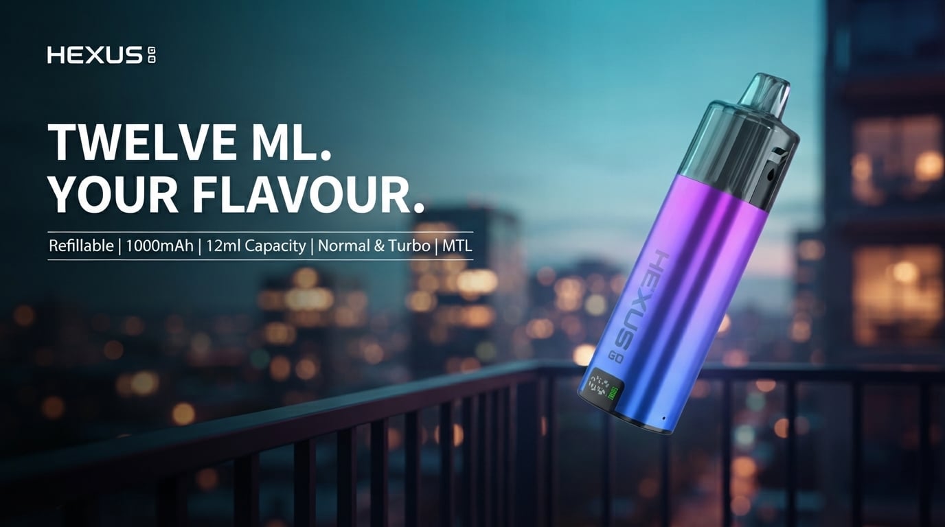 Hexus Go Pod Kit on a city balcony at dusk