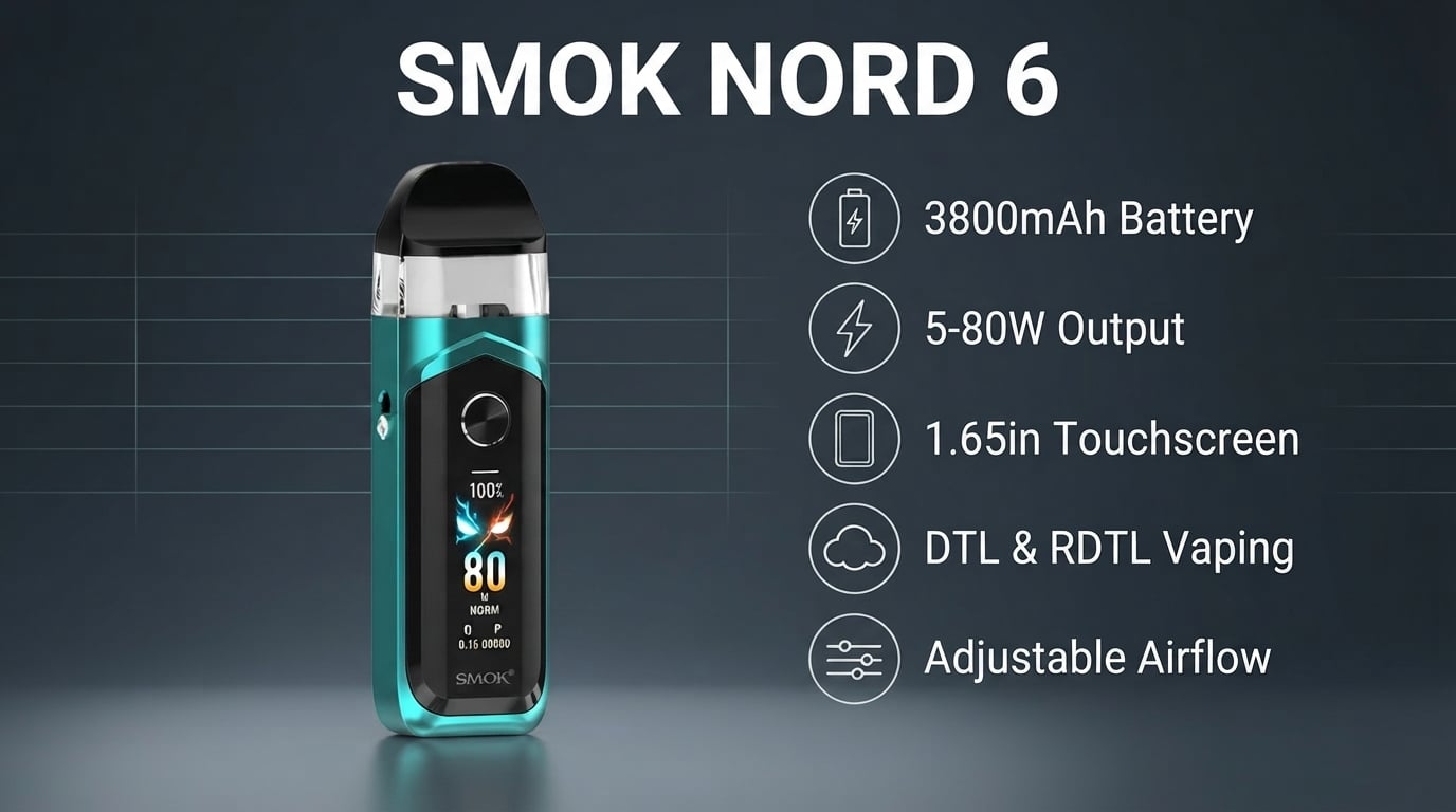 Smok Nord 6 Pod Kit features and specifications