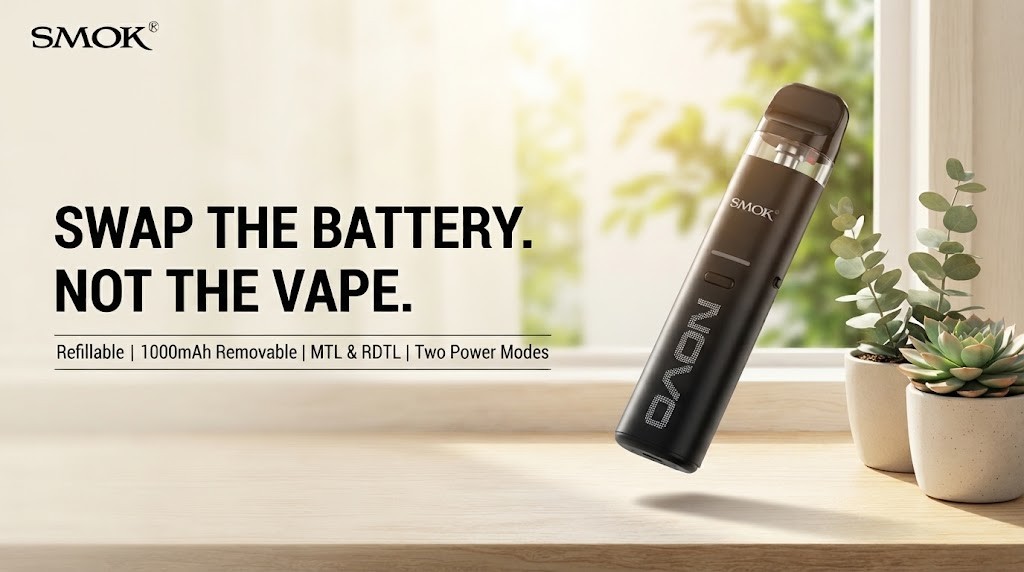 Smok Novo Eco Pod Kit on a bright windowsill