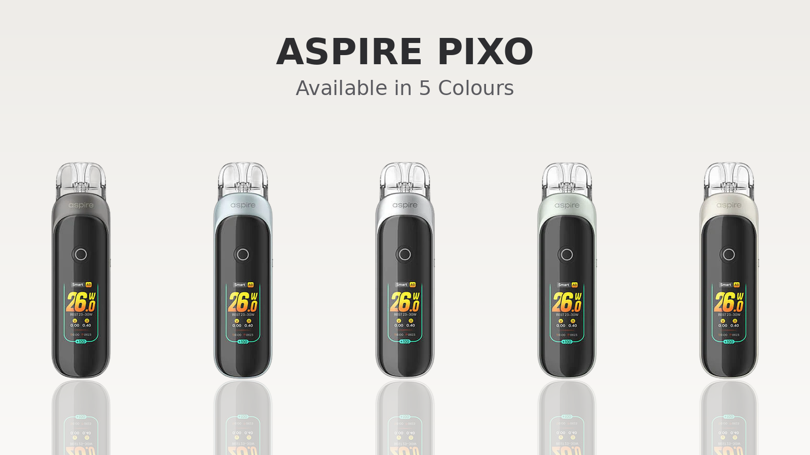 Aspire Pixo Pod Kit colour range: five finishes available