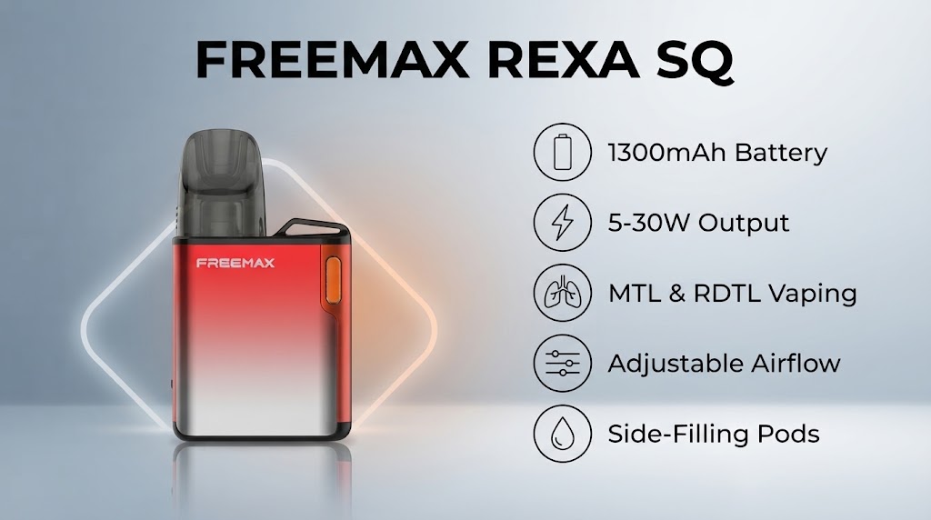 FreeMax Rexa SQ Pod Kit features and specifications