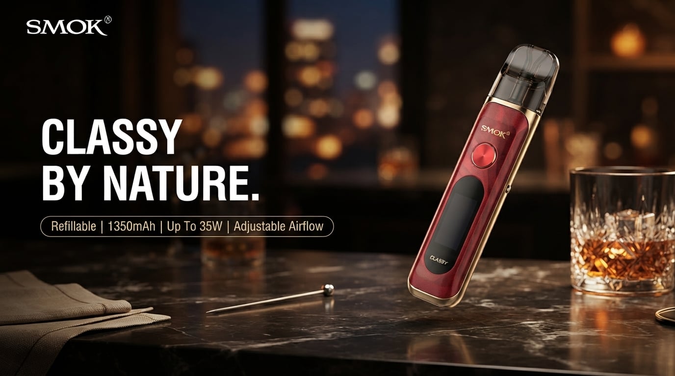 Smok Novo Classy Pod Kit on a marble bar top