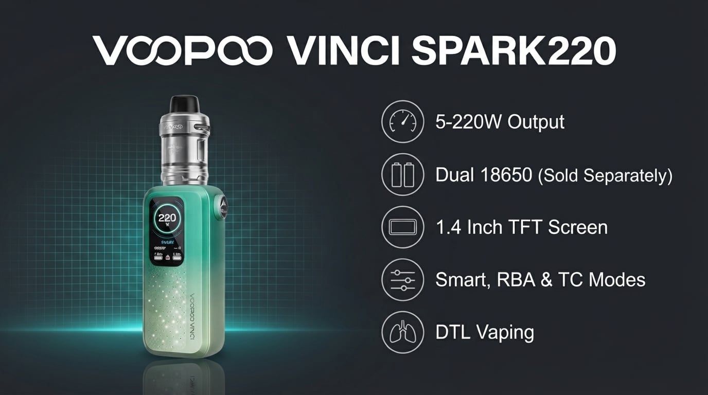 Voopoo Vinci Spark220 key features and specifications