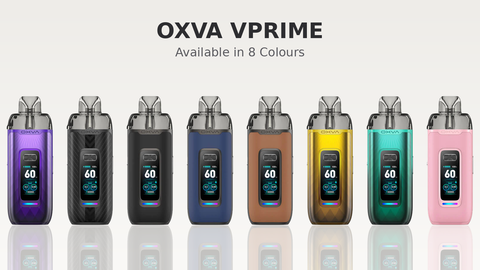 OXVA VPrime Pod Kit available in eight colours