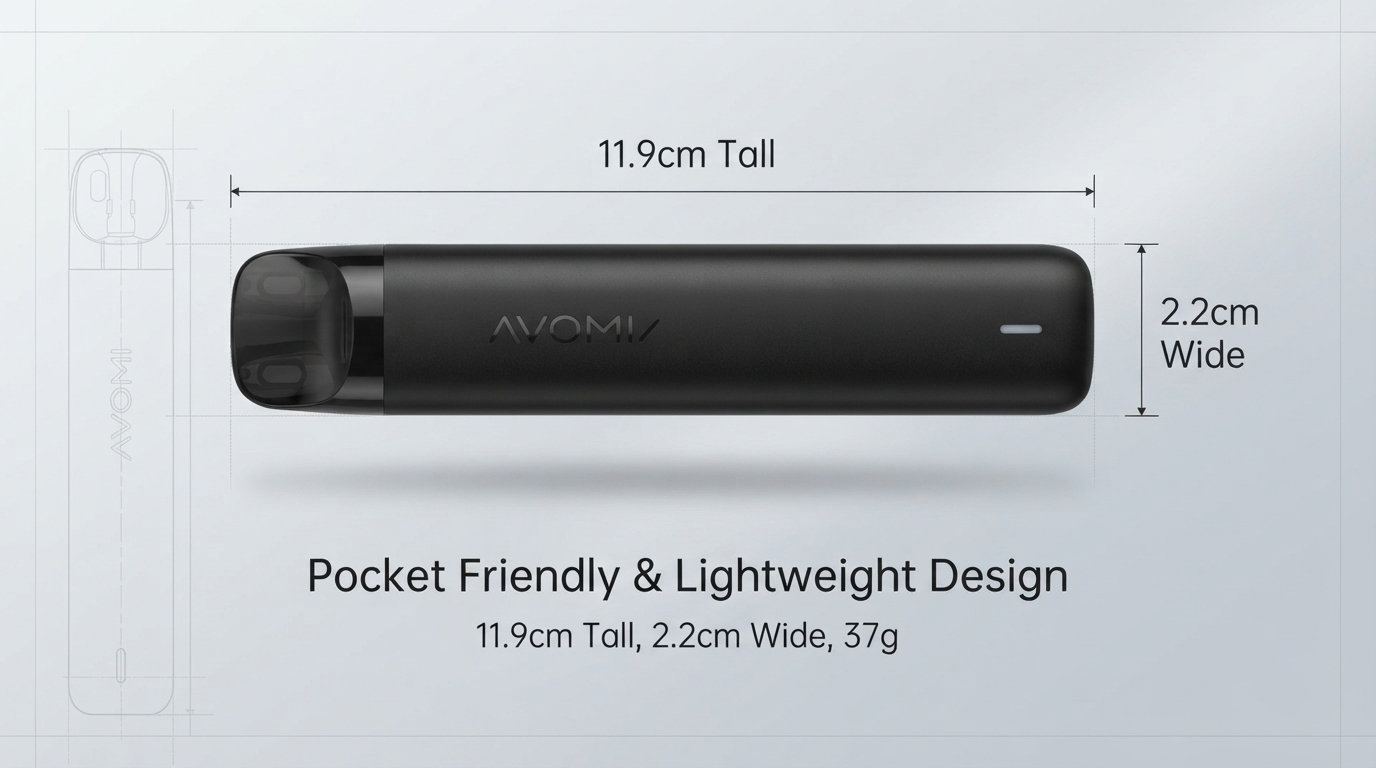 Avomi Pro pocket friendly lightweight design dimensions banner