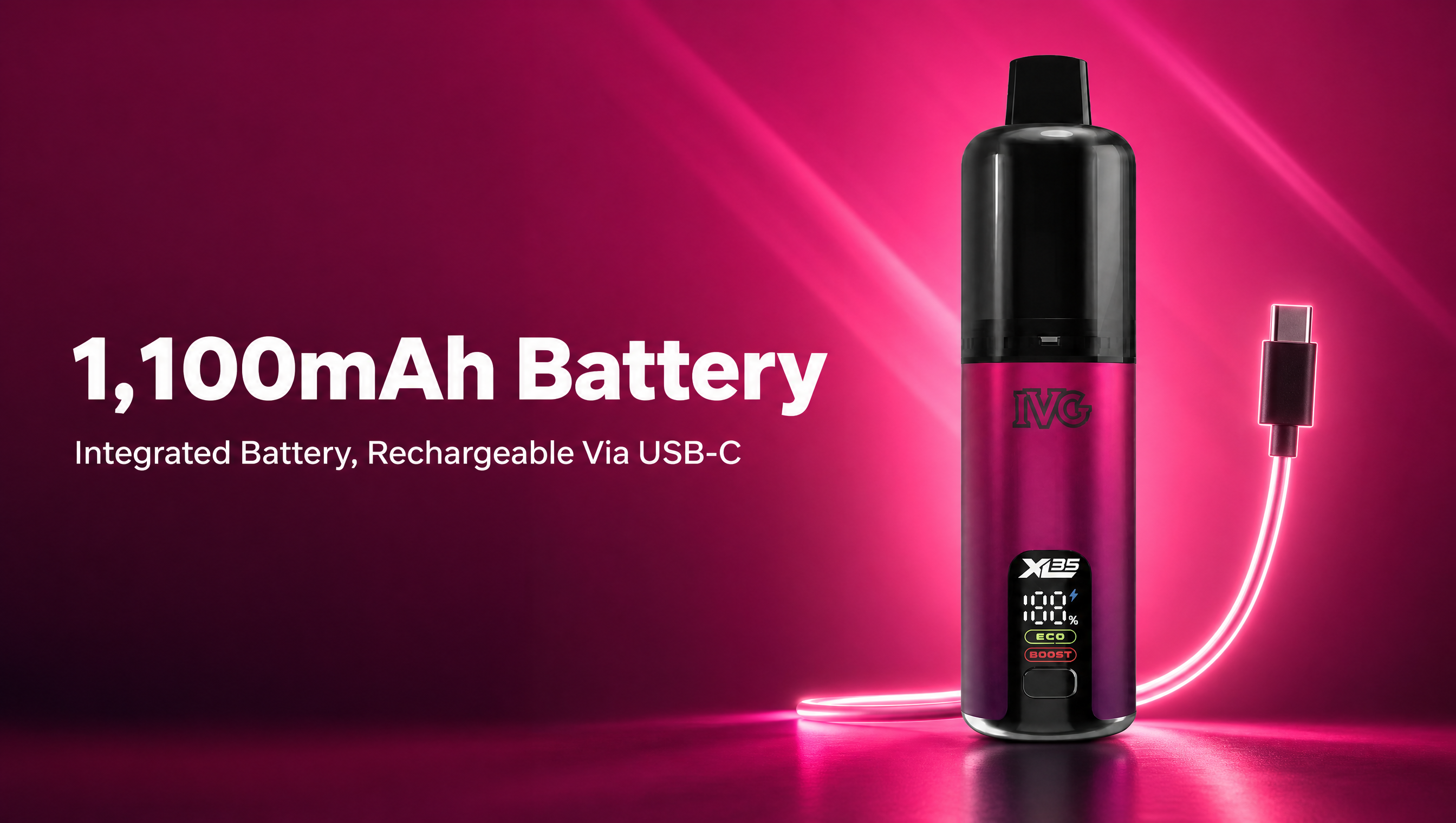 IVG XL 35K 1,100mAh built-in rechargeable battery banner