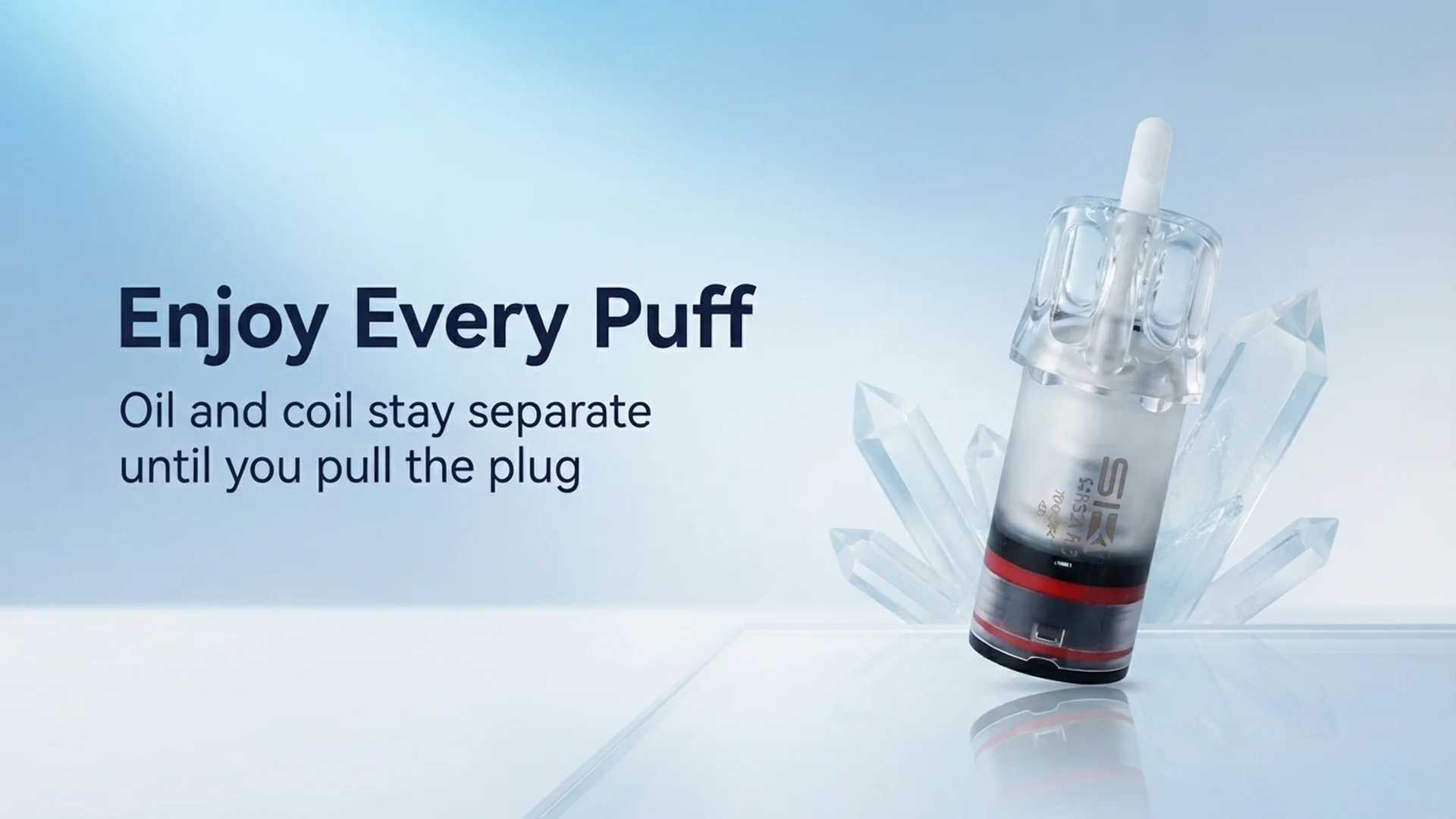 SKE Crystal Plus prefilled pod with its rubber plug banner