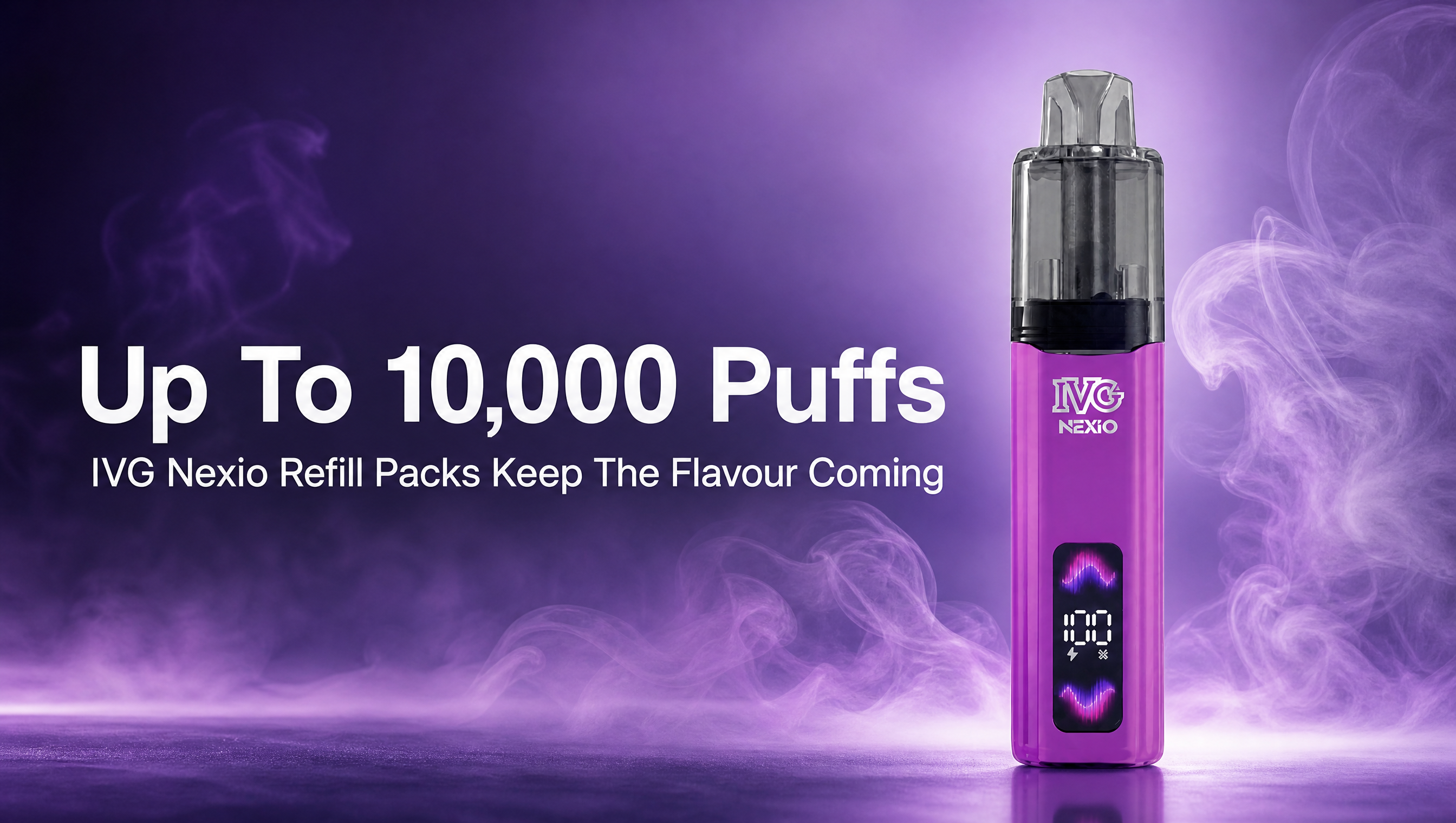 IVG Nexio up to 10,000 puffs big puff vape banner