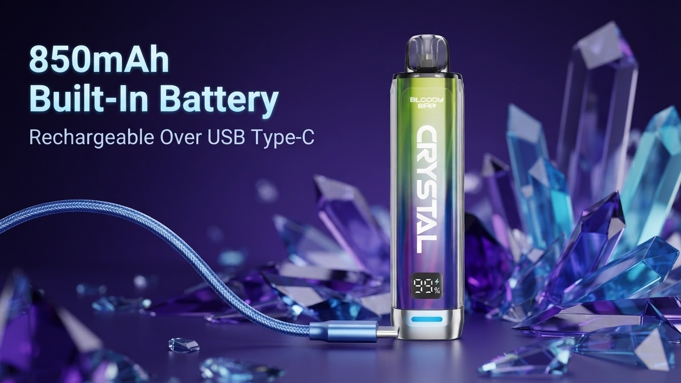 Bloody Bar Crystal 10K 850mAh built-in battery and USB-C charging banner