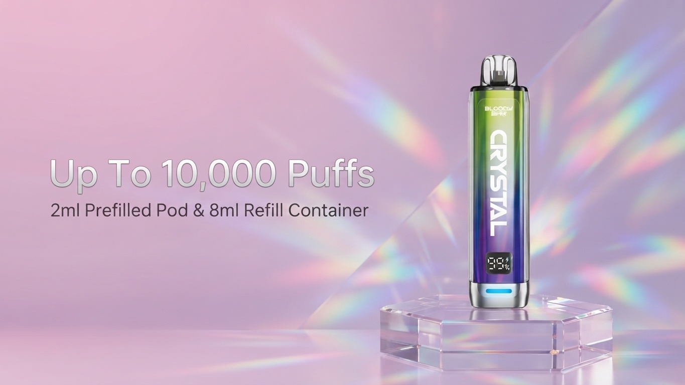 Bloody Bar Crystal 10K up to 10000 puffs per refill pack banner