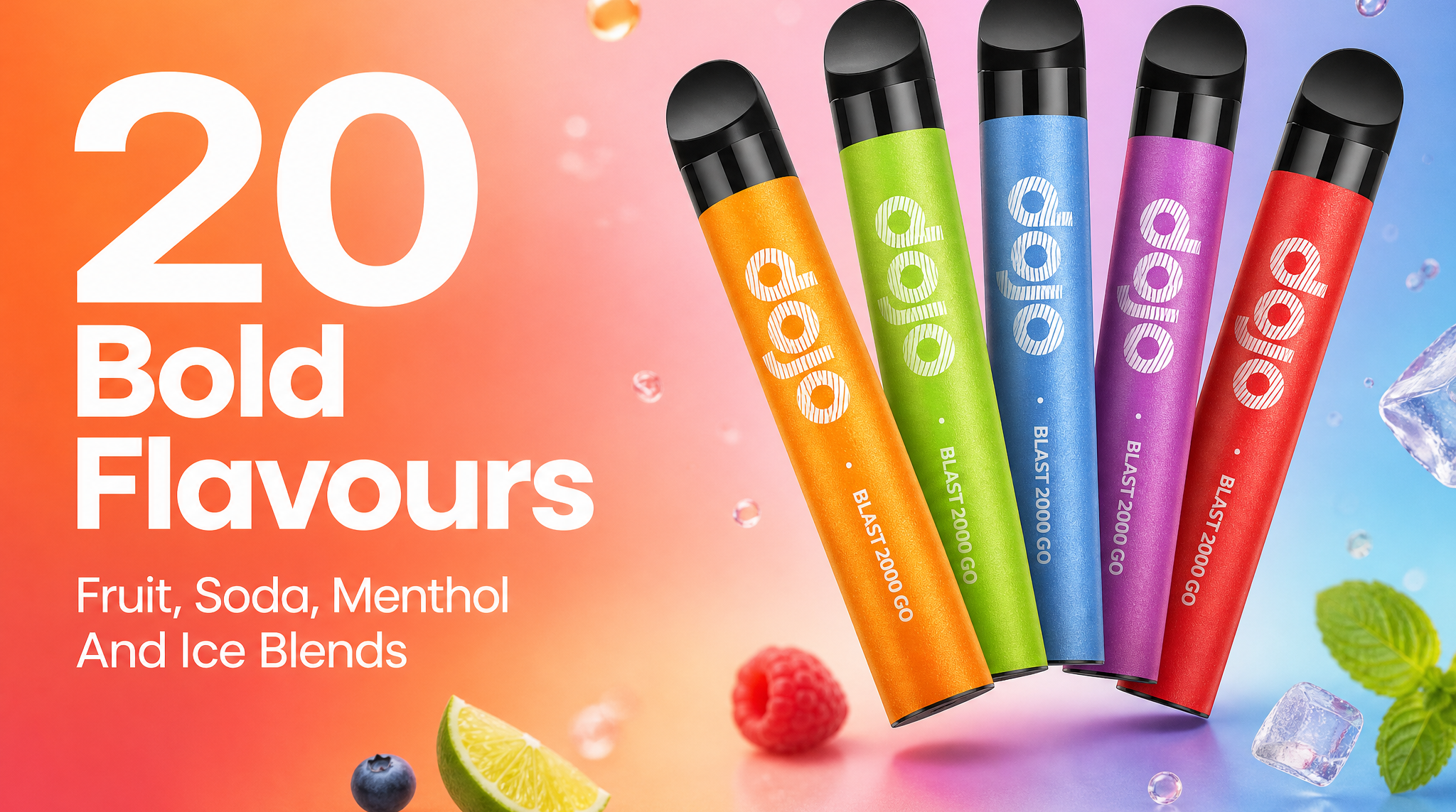 Dojo Blast 2000 Go twenty flavour range banner