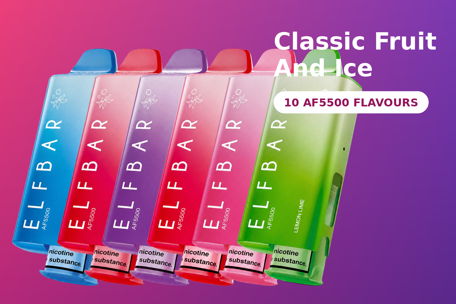 Elf Bar AF5500 ten prefilled flavour colours banner