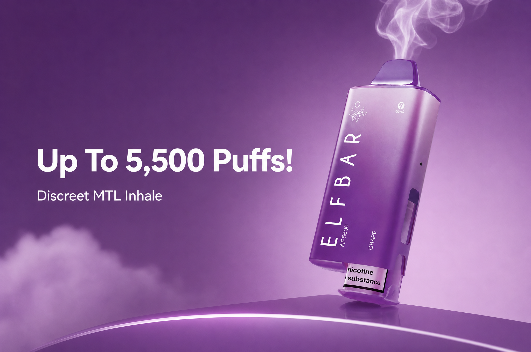 Elf Bar AF5500 up to 5500 puffs discreet MTL inhale banner