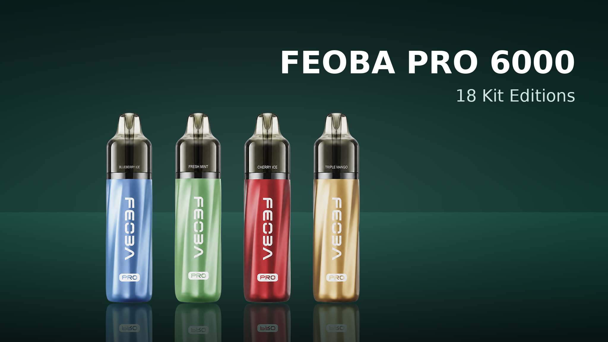Feoba Pro 6000 pod kit colour range banner with the 6000 puff rating