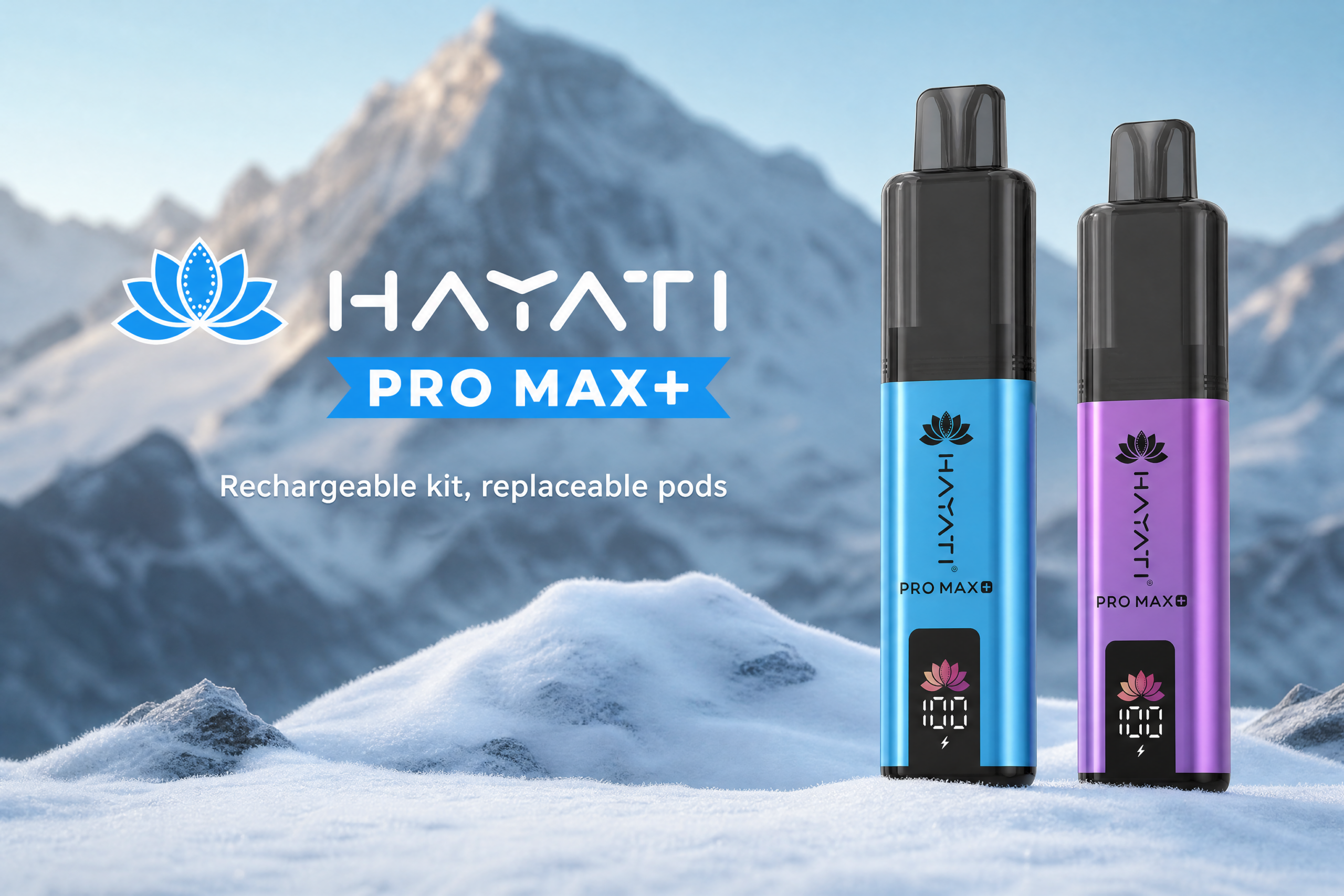 Hayati Pro Max Plus 6000 rechargeable pod kit brand banner
