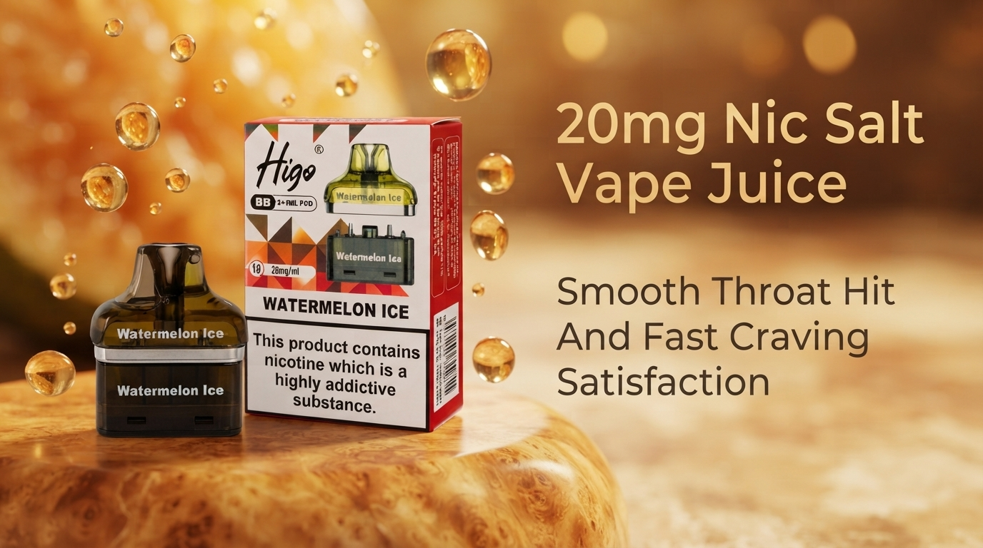 Higo BB 4000 20mg nicotine salt e-liquid banner with the retail pack