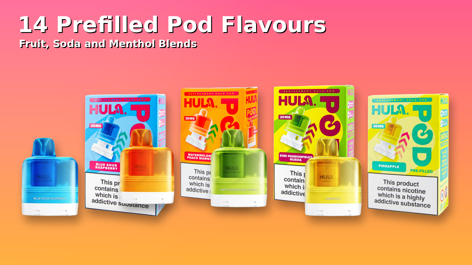 Hula 7000 fourteen prefilled pod flavours banner