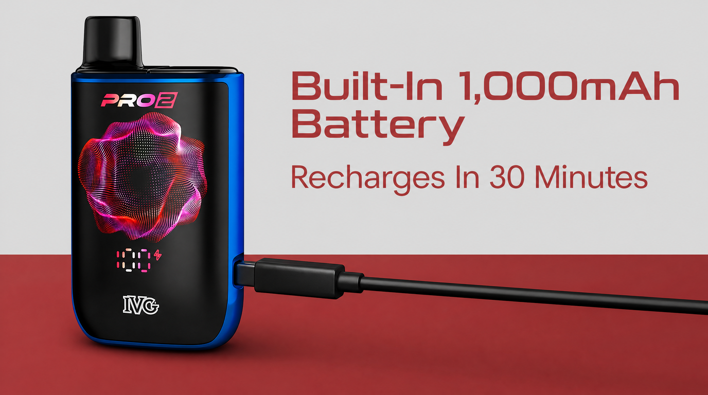 IVG Pro 2 10K Pod Kit built-in 1000mAh battery with USB-C charging