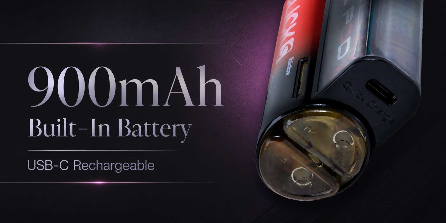 Pyne Pod Click S 30K built-in battery and USB-C charging