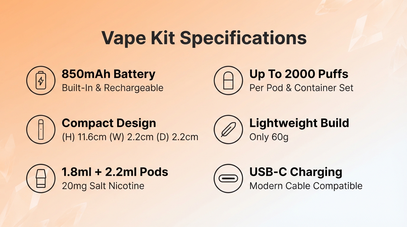 SKE CL2000 vape kit specifications banner