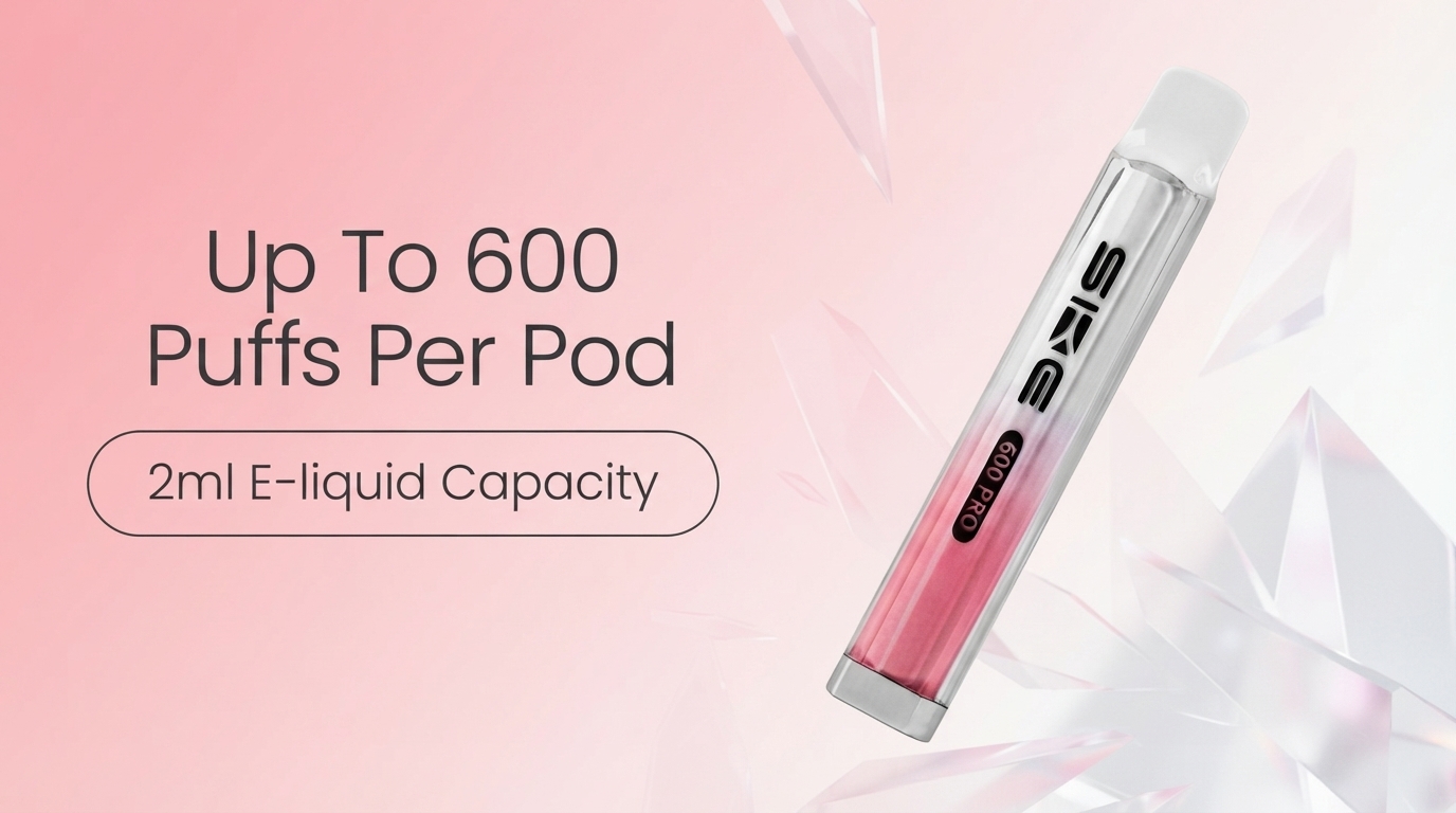 SKE Crystal 600 Pro up to 600 puffs per pod banner
