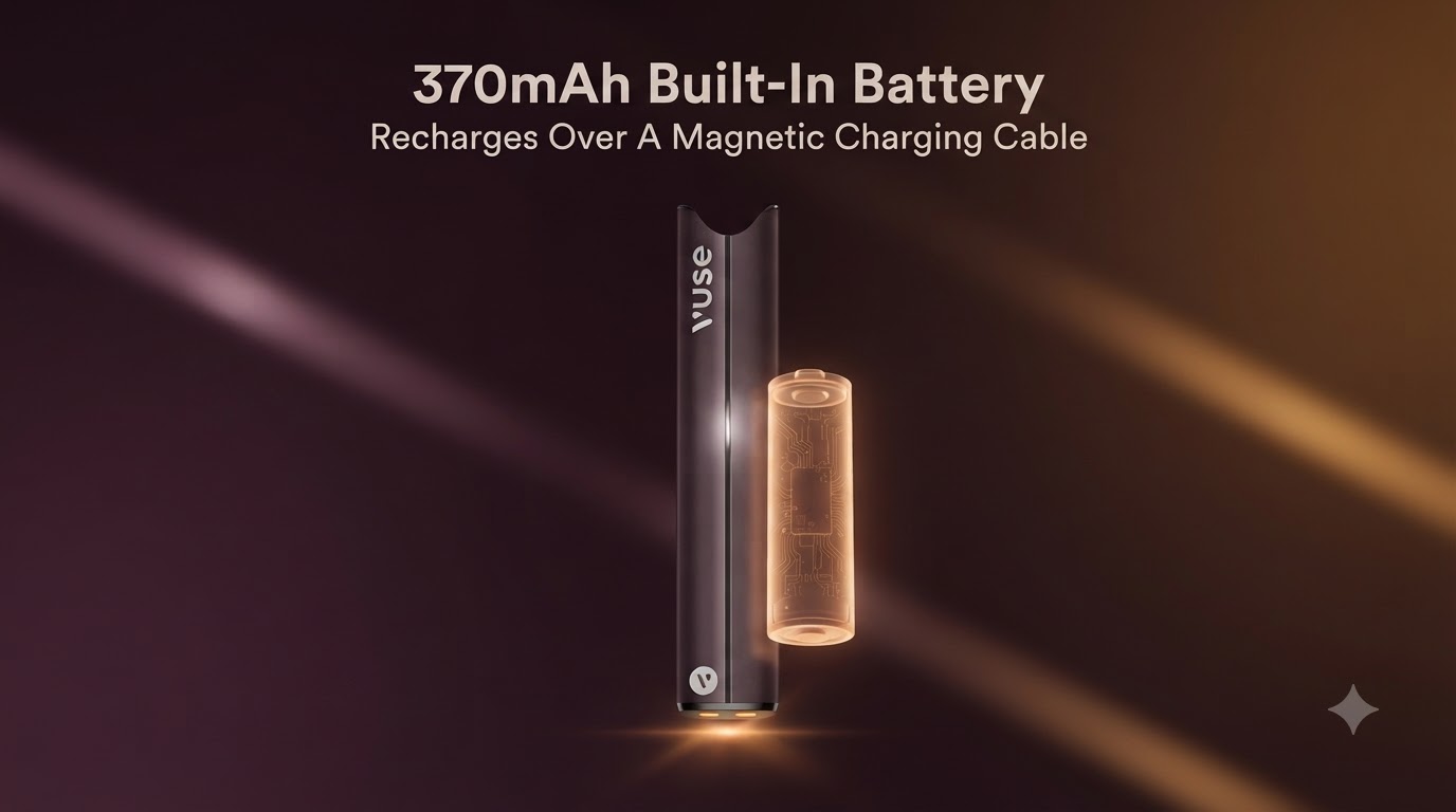 Vuse Pro Vape Device 370mAh built-in battery and magnetic charging banner