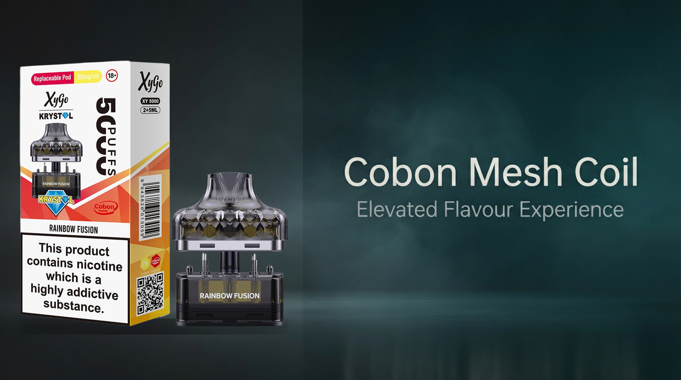 Xygo Krystal 5000 Cobon mesh coil prefilled pod banner