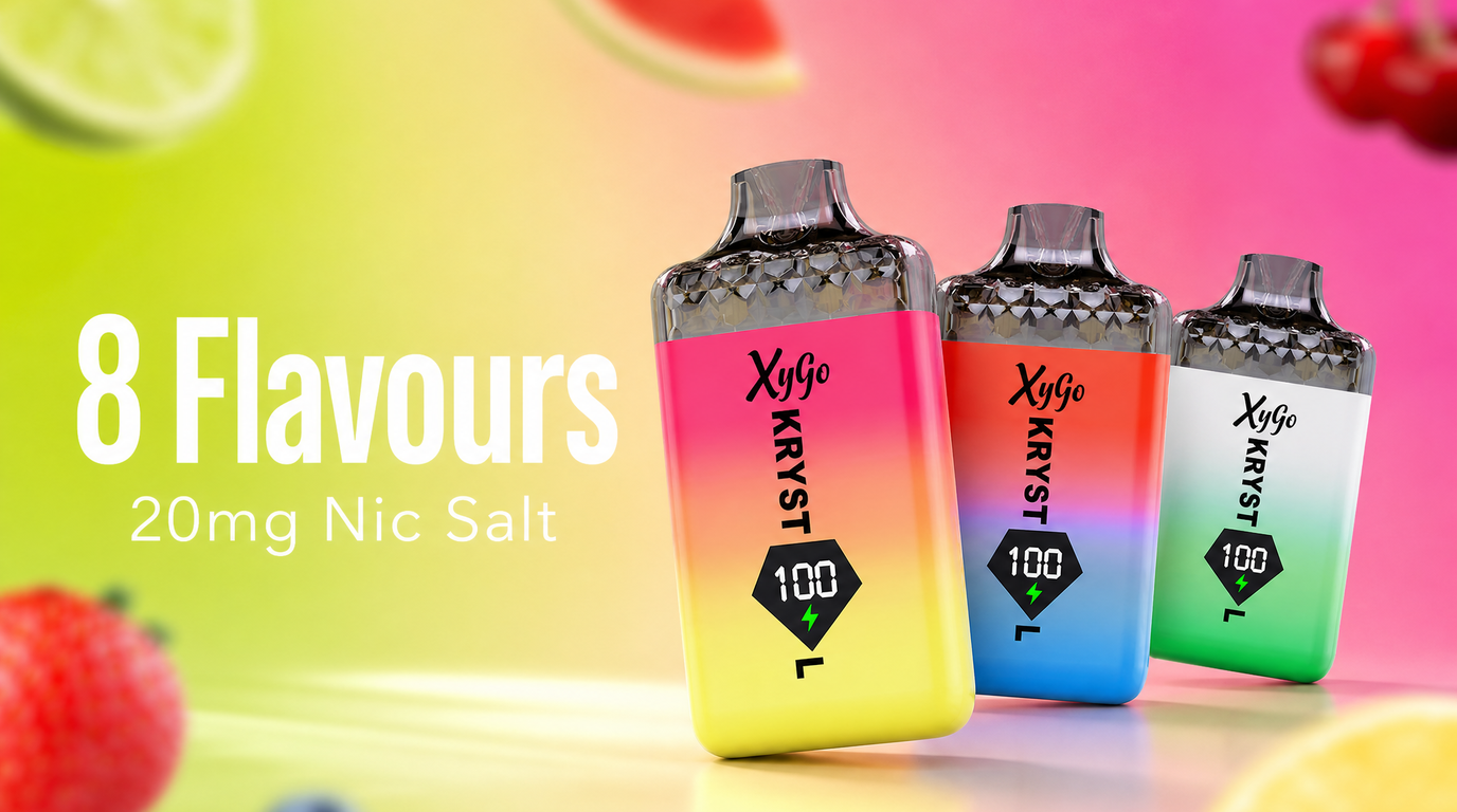 Xygo Krystal 5000 eight flavour options in 20mg nicotine salt banner