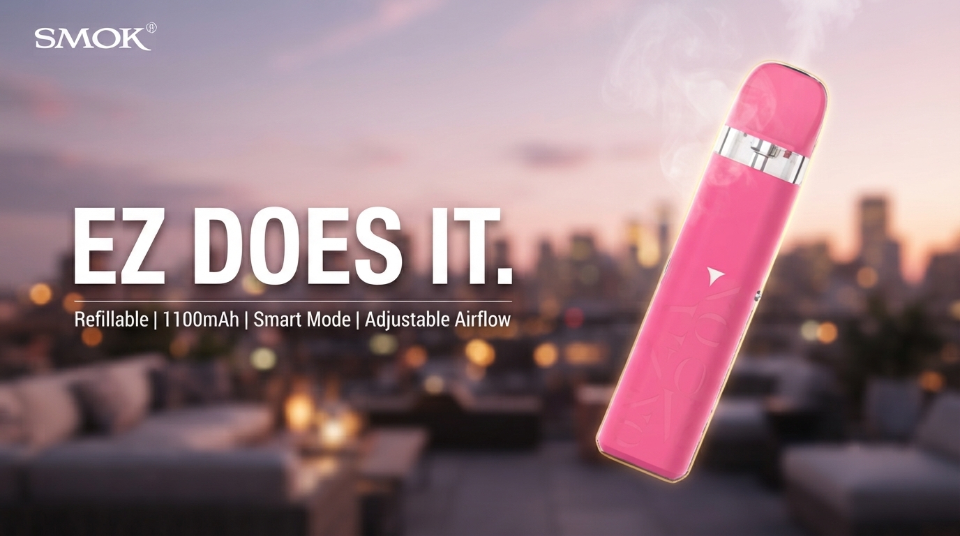 Smok Novo Axis EZ Pod Kit on a rooftop at dusk