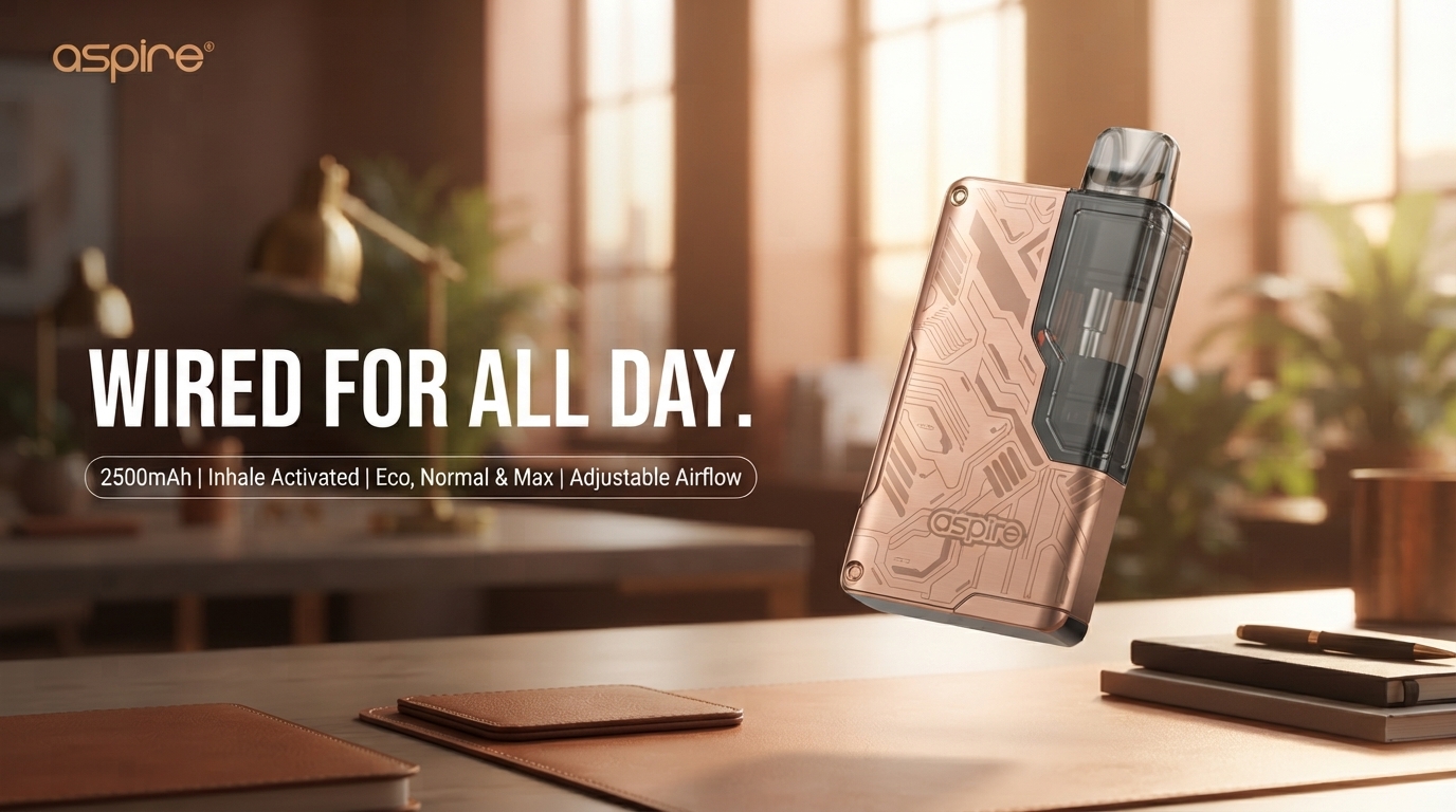 Aspire Gotek Pro 2 Pod Kit in Rose Gold above a sunlit desk