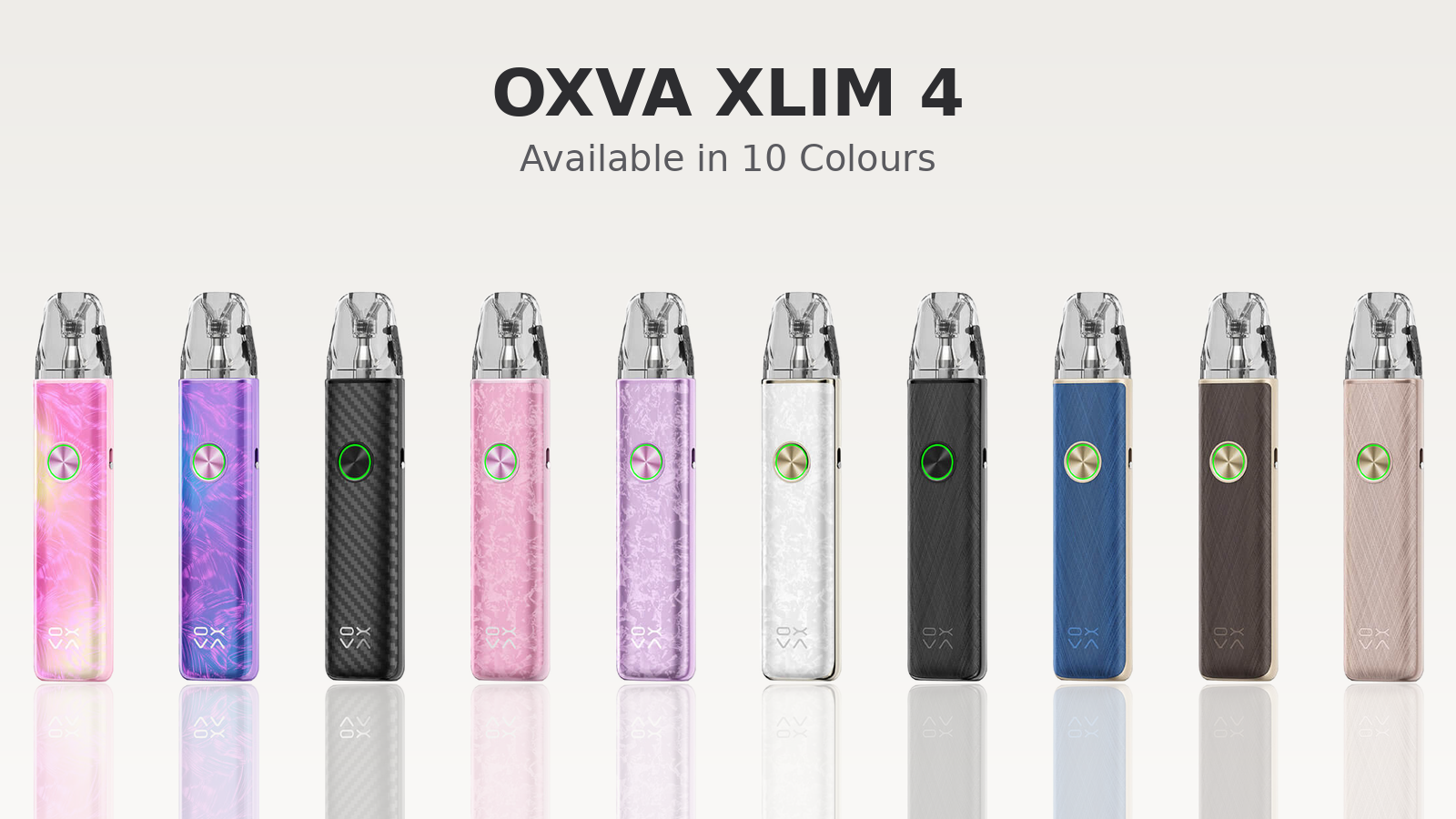 OXVA Xlim 4 Pod Kit lineup shown in all ten colours