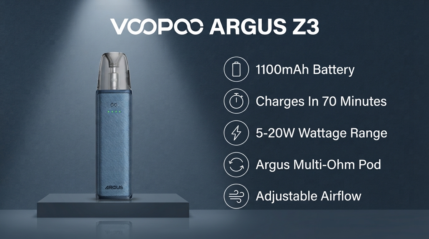 Voopoo Argus Z3 Vape Kit features and specifications