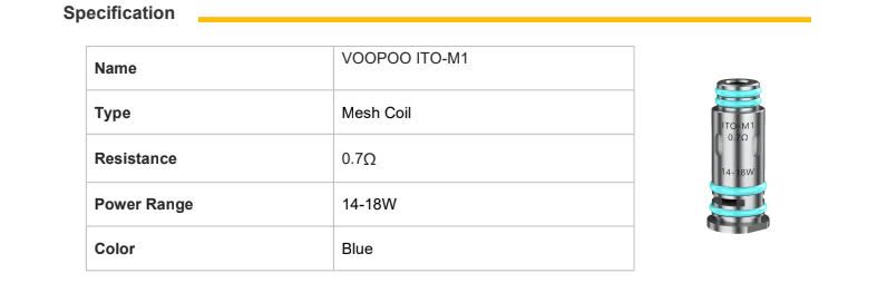 VooPoo ITO M1 Coils Specefication